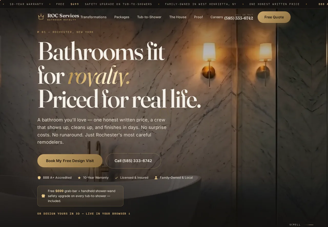 ROC Services website designed by Contractor Heroes